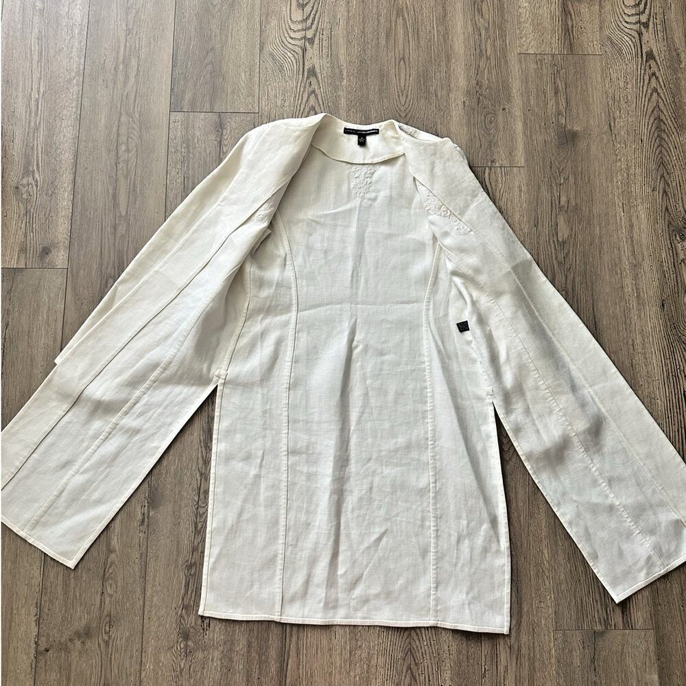 LINDA ALLARD ELLEN TRACY Linen Embroidered Duster Summer Coat Size 10 - Picture 14 of 16